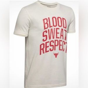 UNDER ARMOUR X PROJECT ROCK T-SHIRT BLOOD‎ SWEAT RESPECT Sz XL